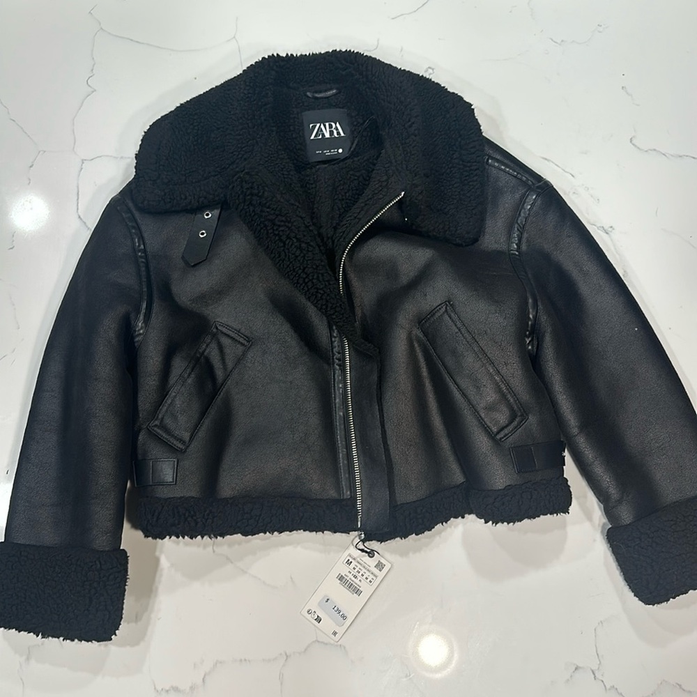 Zara chunky leather jacket